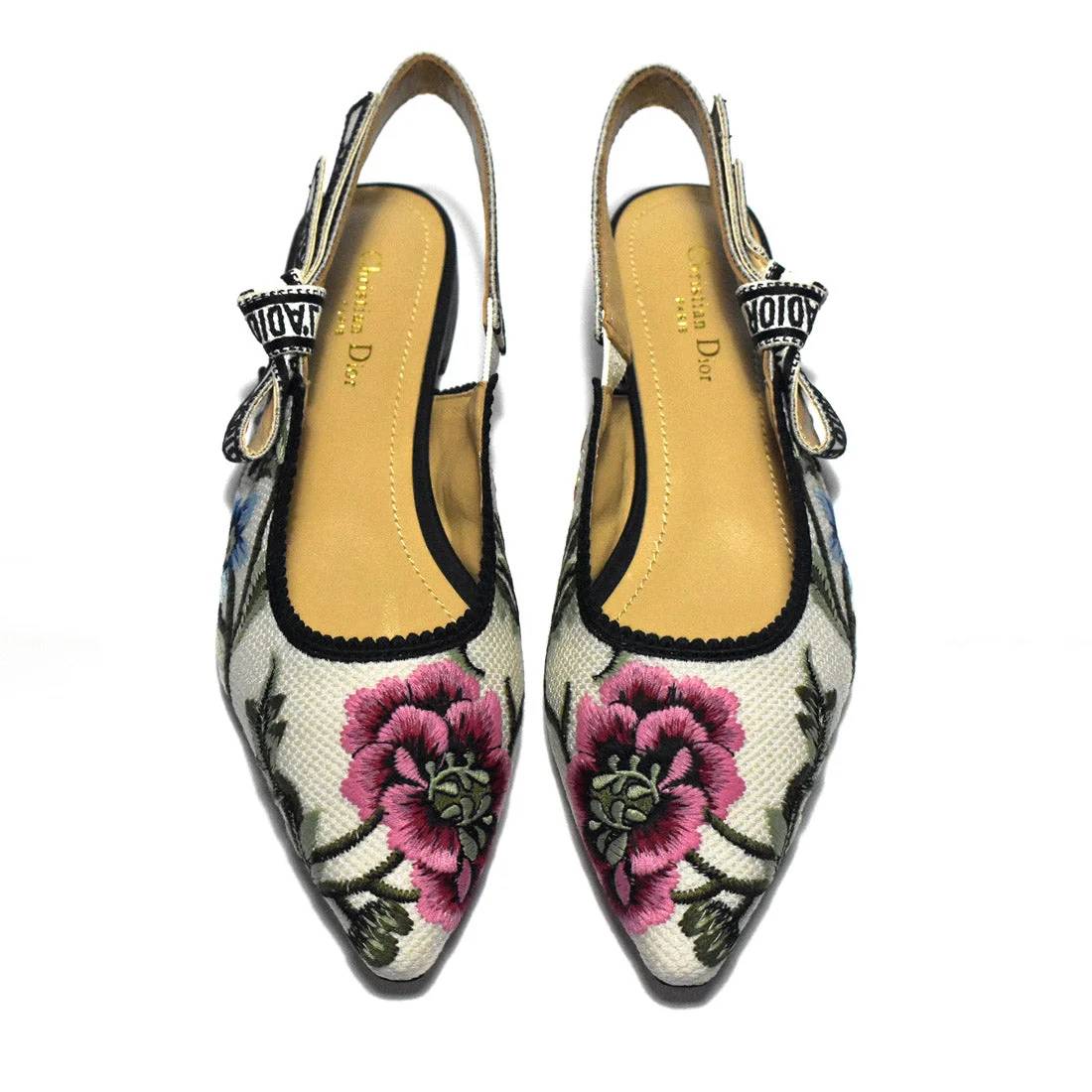 Dior Flower Printed White Premium Quality Flat Sandals-5