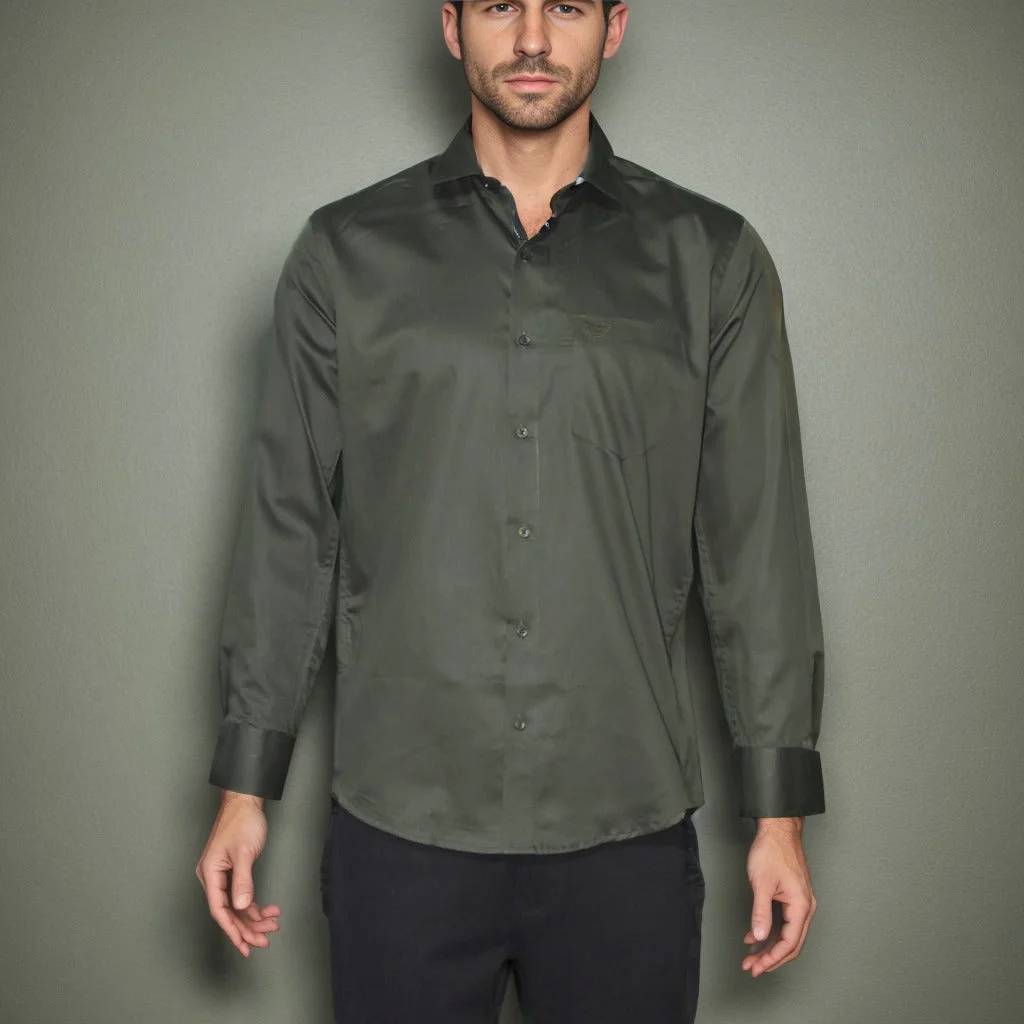 Giorgio Armani Seaweed Green Premium Quality Shirt-4
