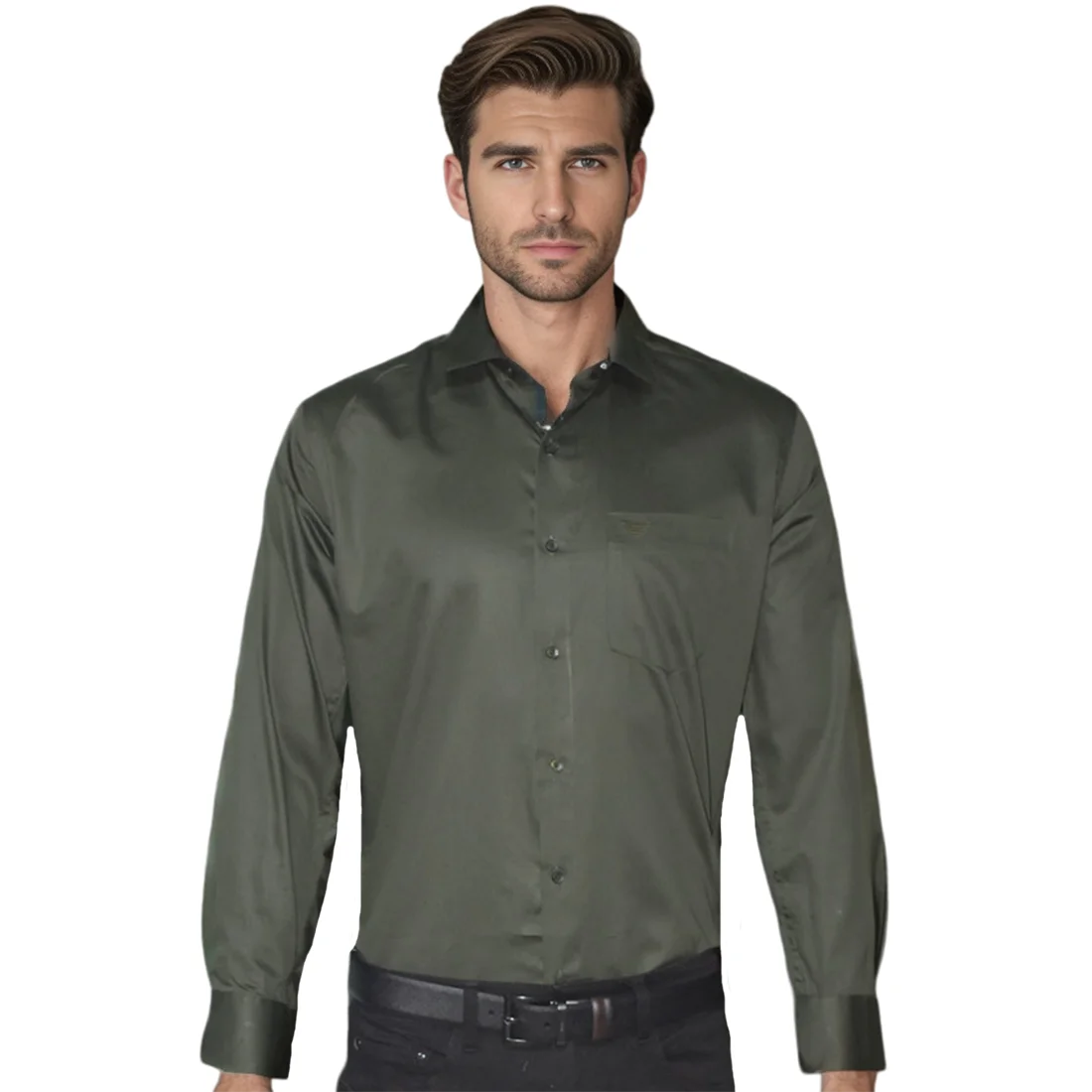 Giorgio Armani Seaweed Green Premium Quality Shirt-0