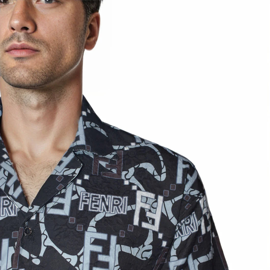 Fendi Black & White Premium Quality Designer Shirt-4