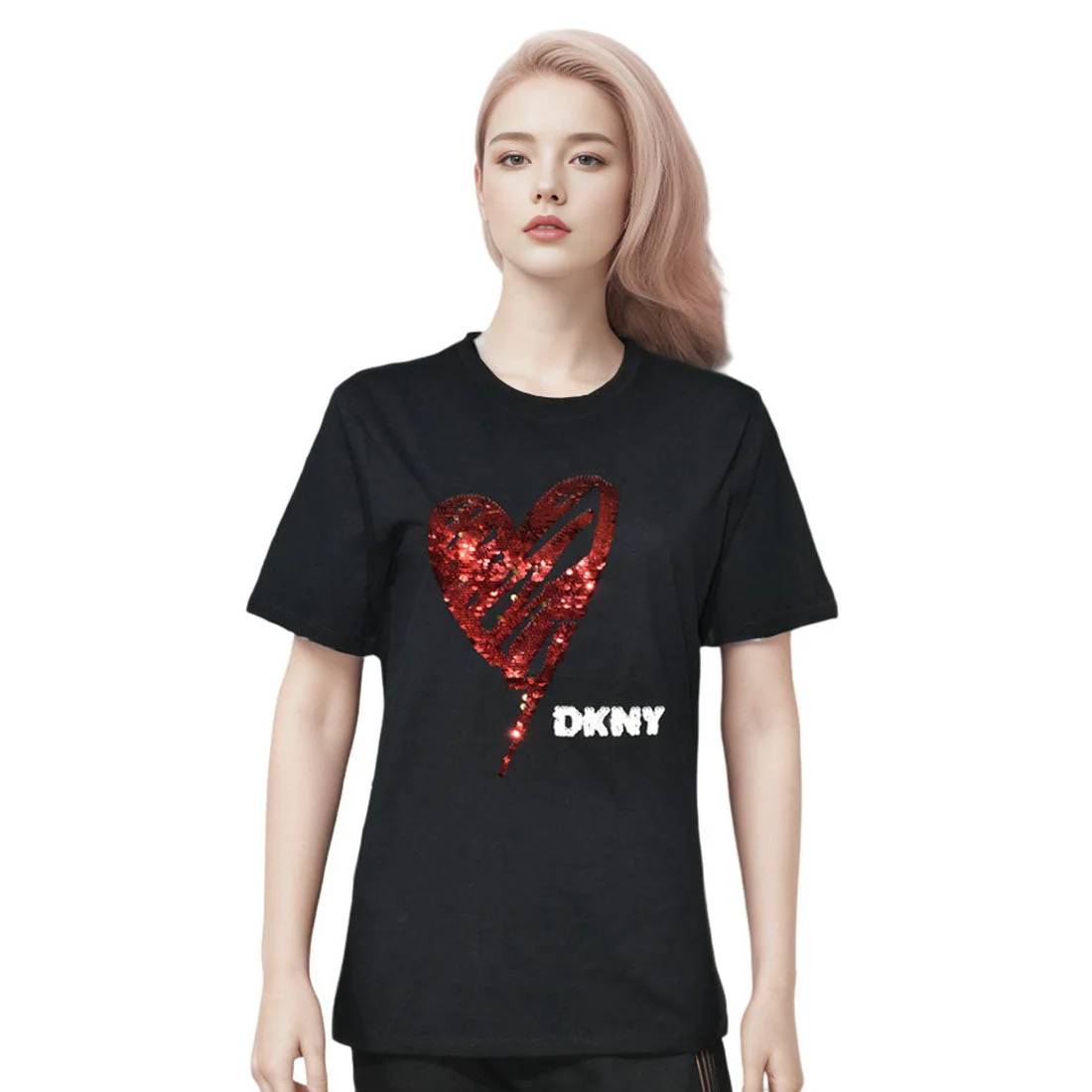 DKNY Black Premium Quality Women T-shirt-0
