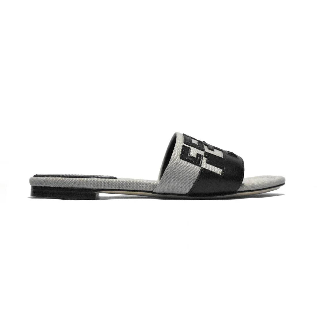 Fendi Black and Grey Premium Flat Sandals-2