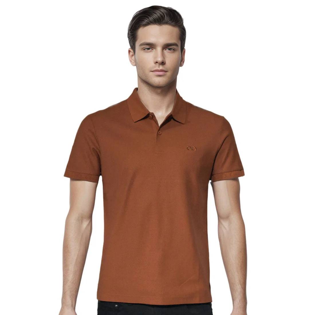 Ferragamo Embroidered logo Brown Premium T-shirt-0