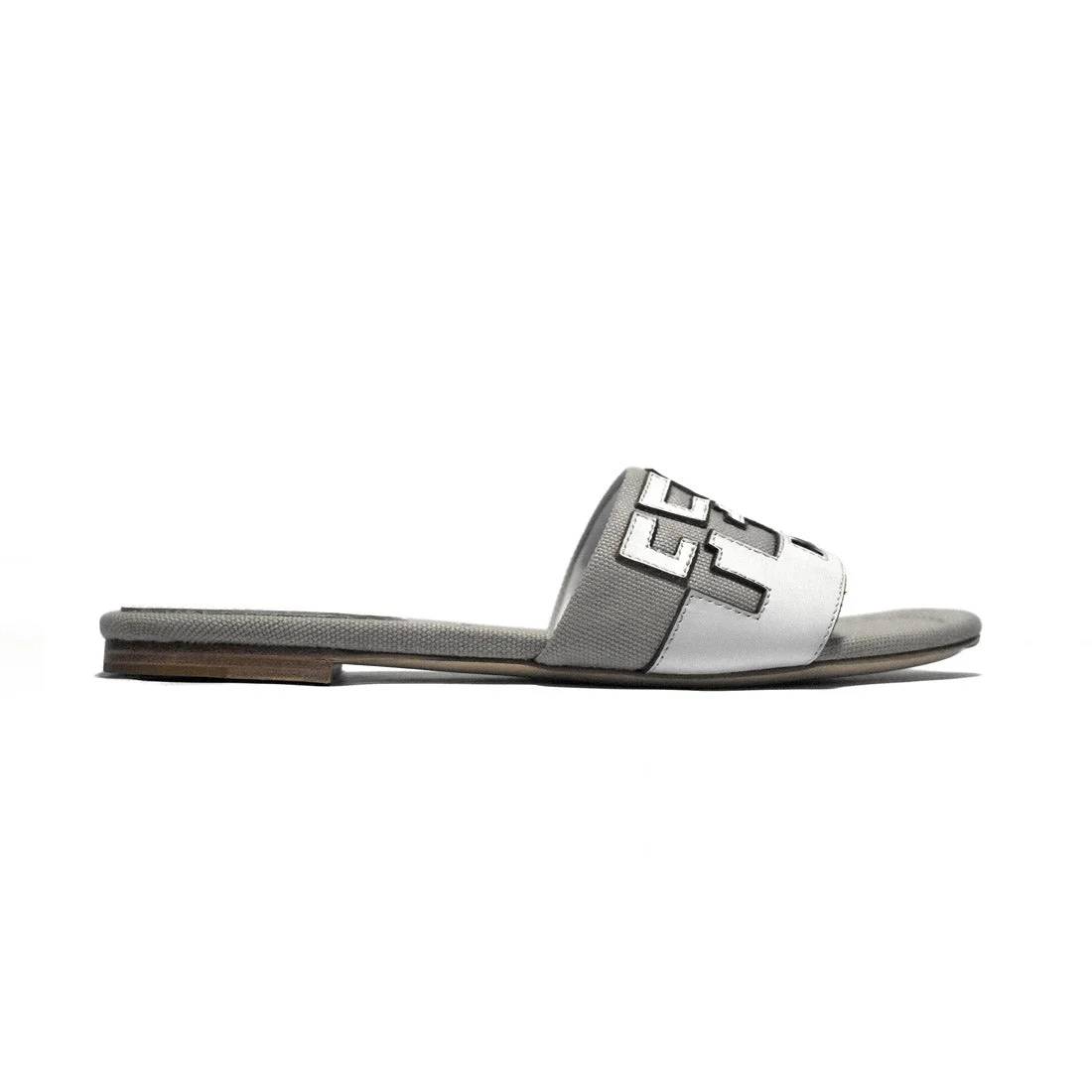 Fendi Grey and White Premium Flat Sandals-2