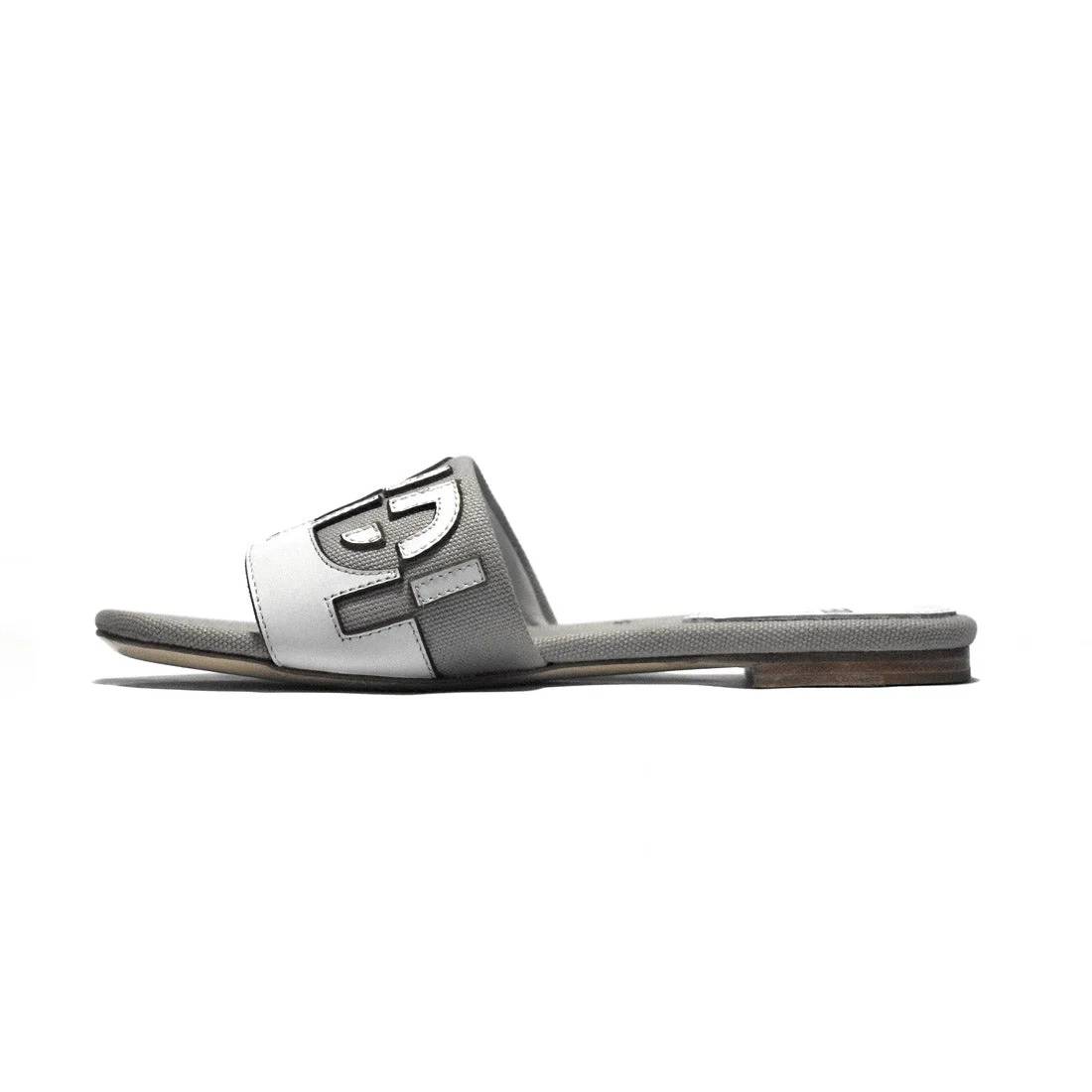Fendi Grey and White Premium Flat Sandals-1