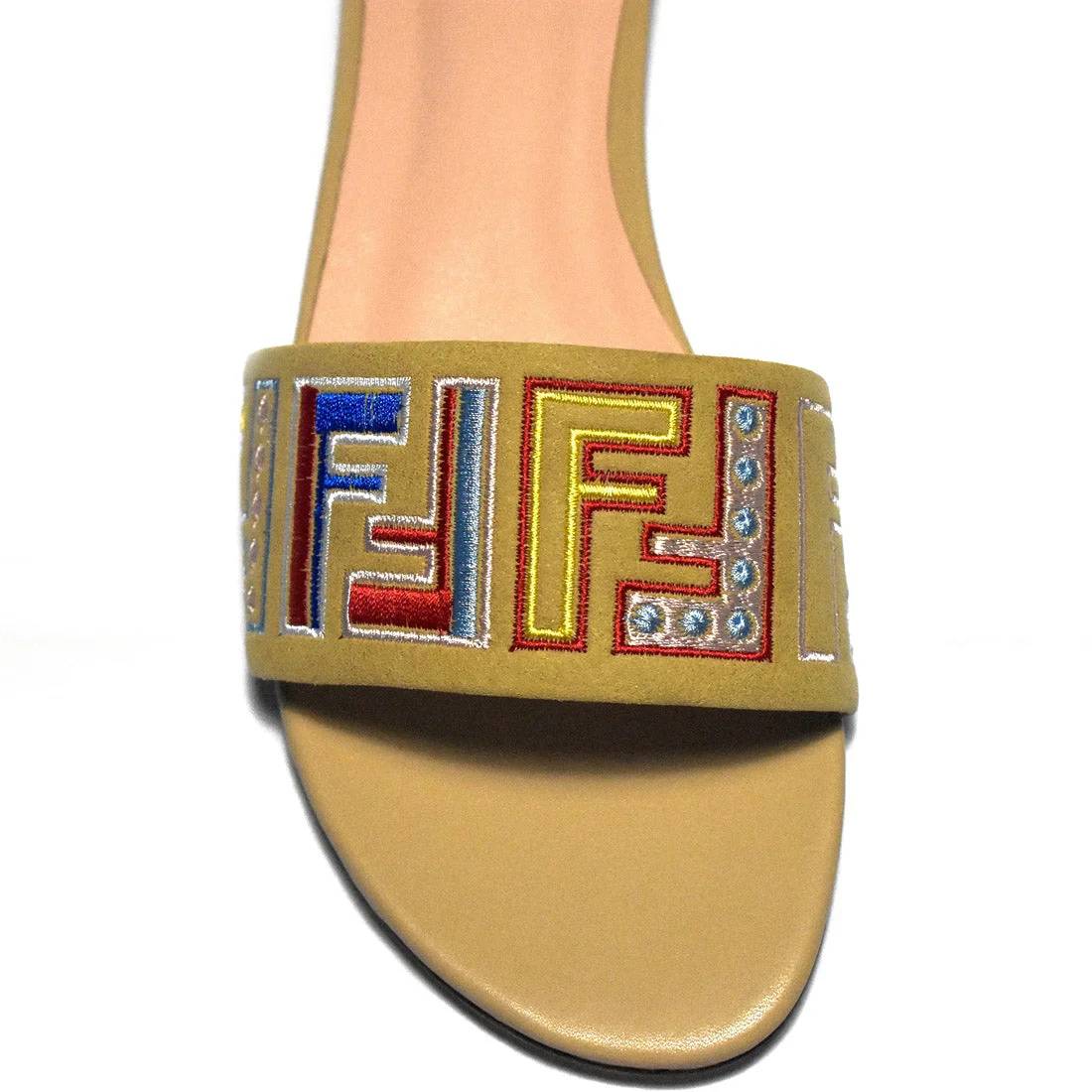 Fendi Brown and Pink Flat Sandals-3