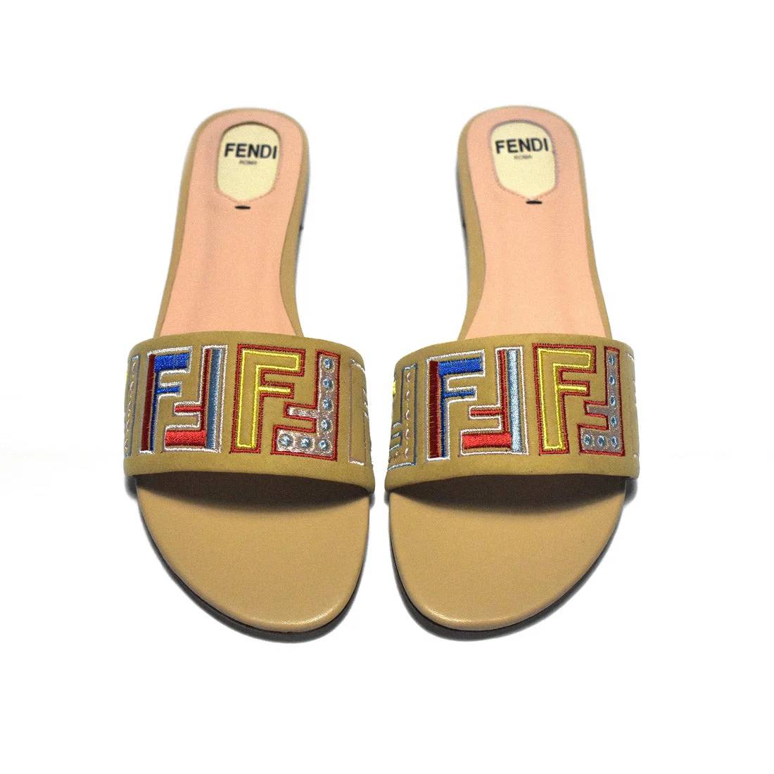 Fendi Brown and Pink Flat Sandals-5