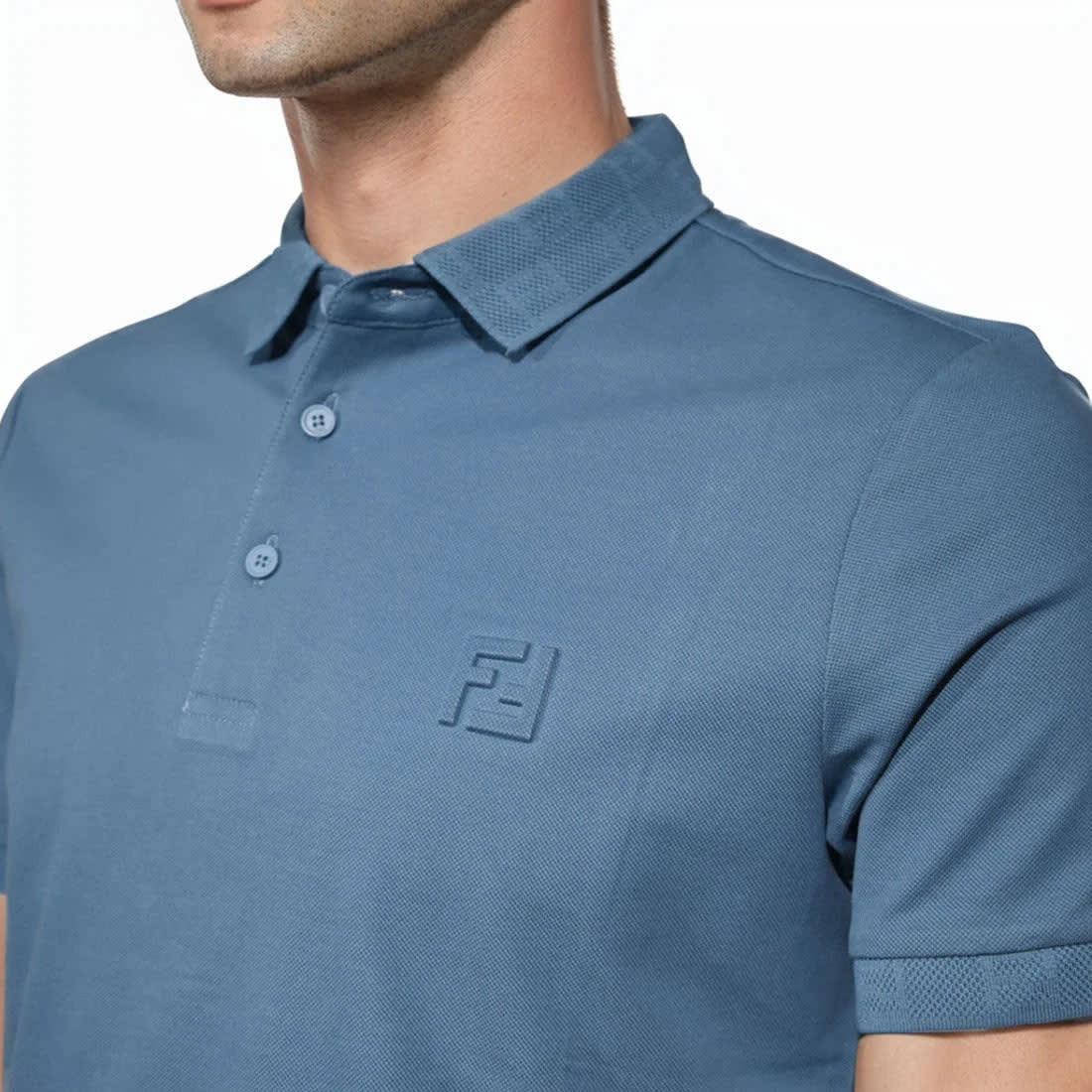 Fendi Embossed logo Blue Premium Quality T-shirt-2