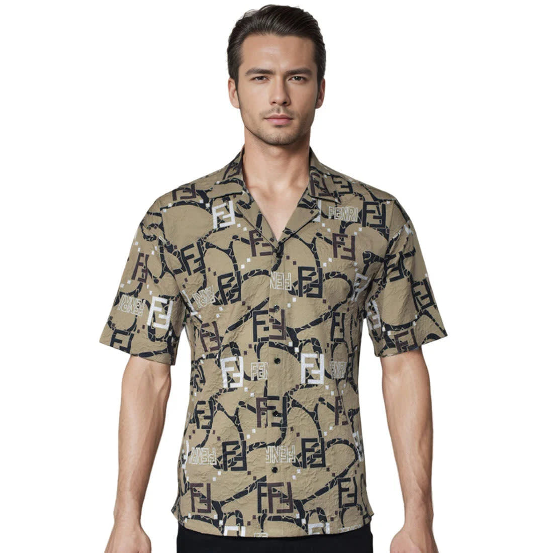 Fendi Brown Premium Quality Designer Shirt-0