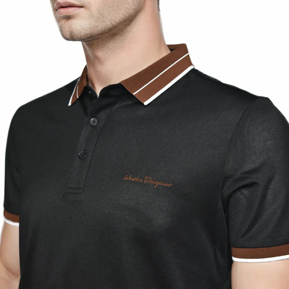 Salvatore Ferragamo Embroidered logo Black T-shirt-2