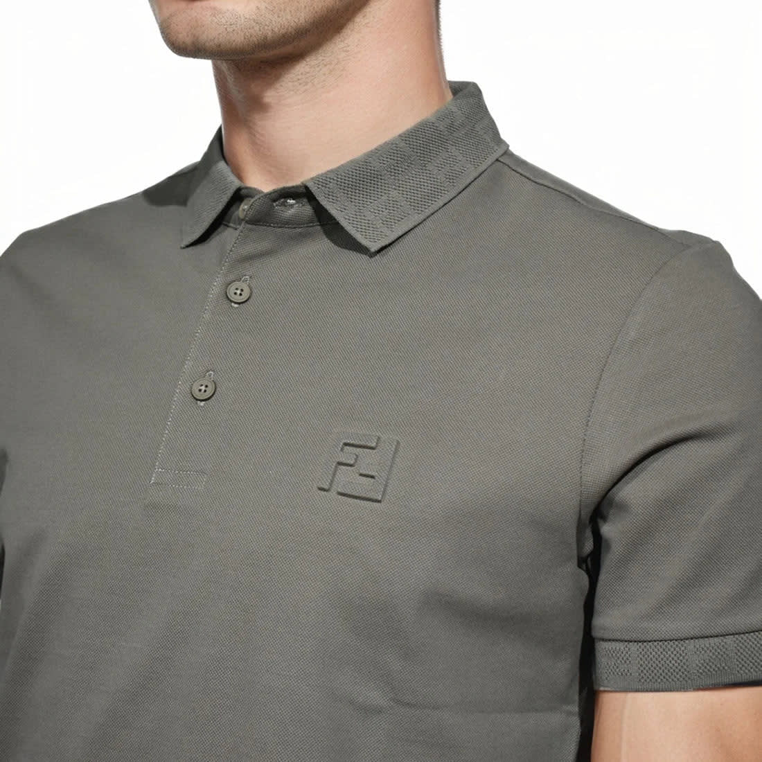 Fendi Embossed logo Green Premium Quality T-shirt-2