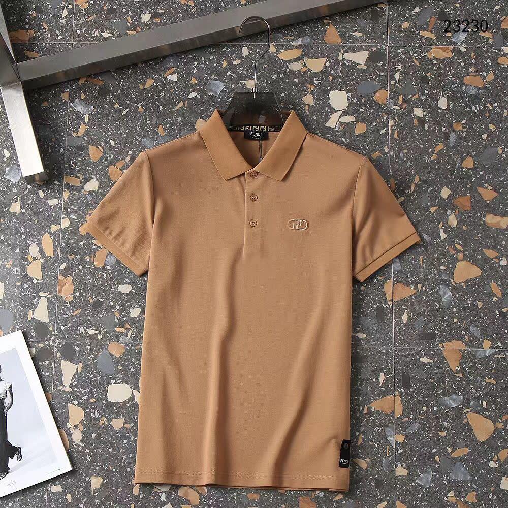 Fendi Embroidered logo Brown Premium Polo T-shirt-0