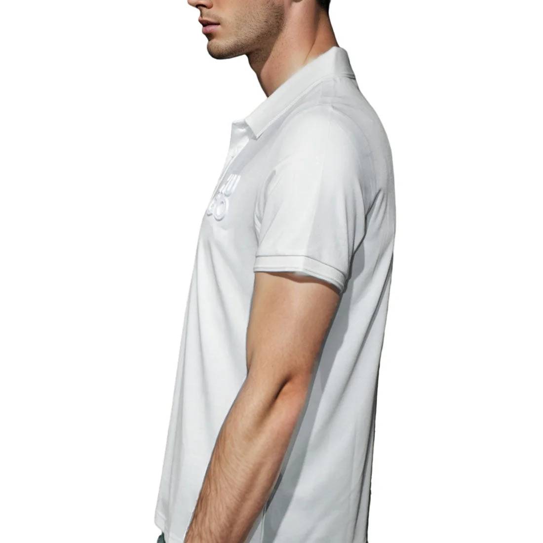 HUGO BOSS White Embossed Stacked Logo T-shirt-3