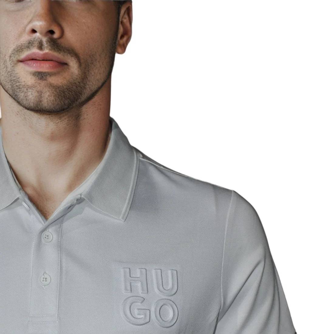 HUGO BOSS White Embossed Stacked Logo T-shirt-4