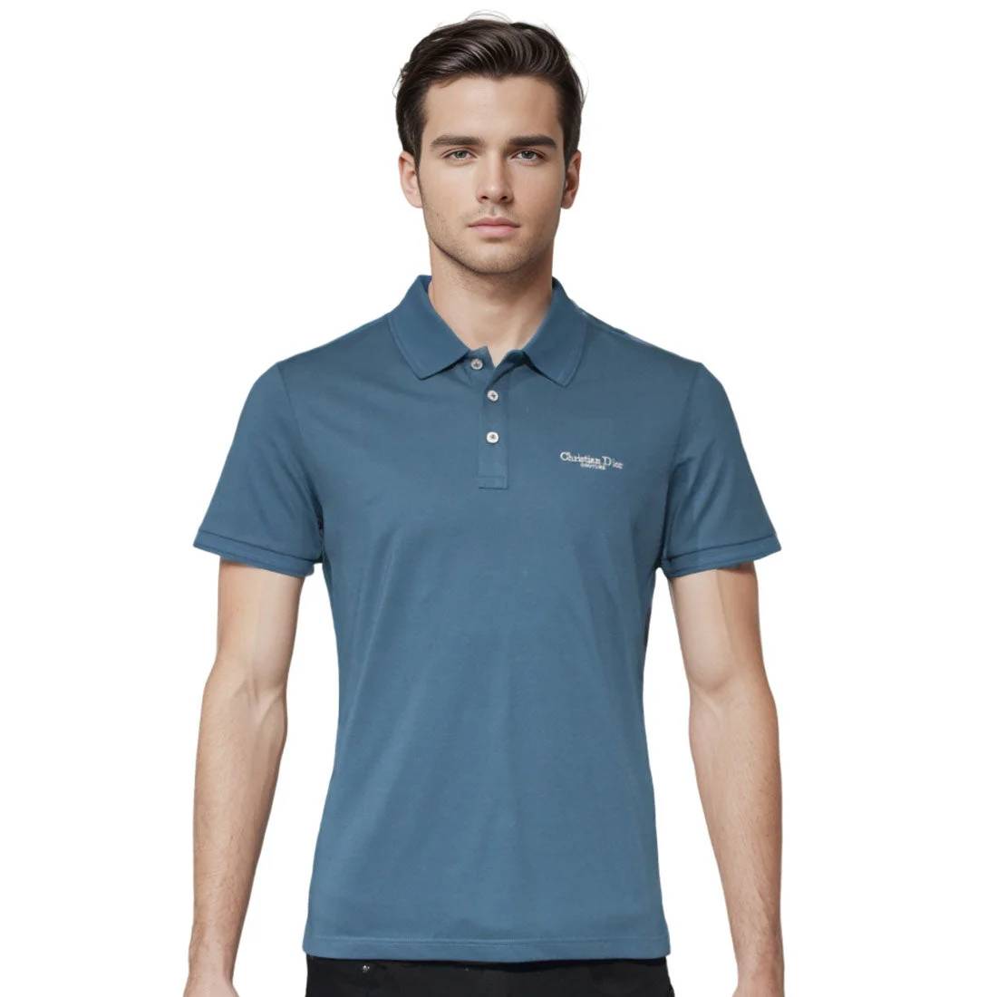 Christian Dior Embroidered logo Blue Premium T-shirt-0