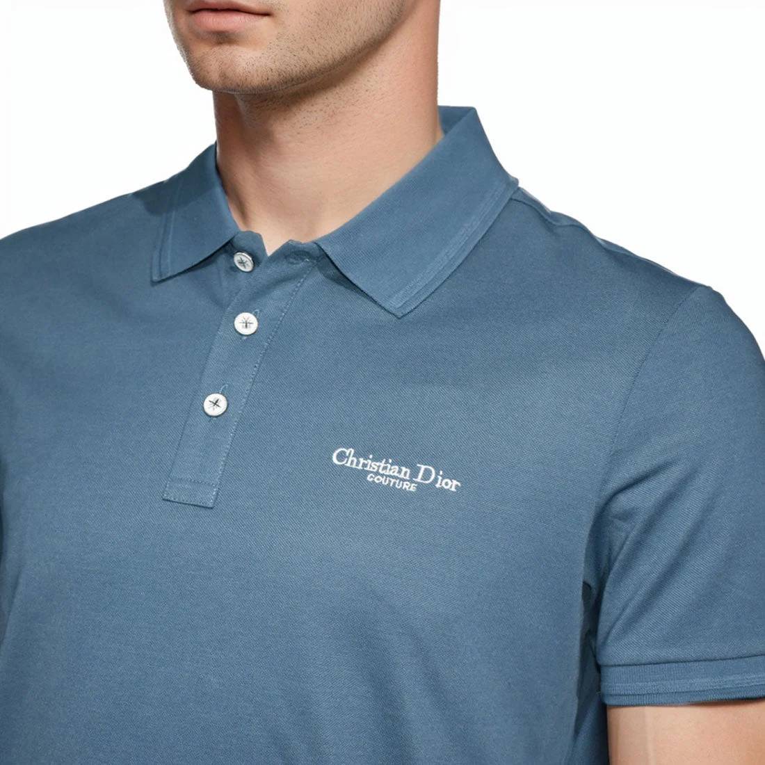 Christian Dior Embroidered logo Blue Premium T-shirt-2