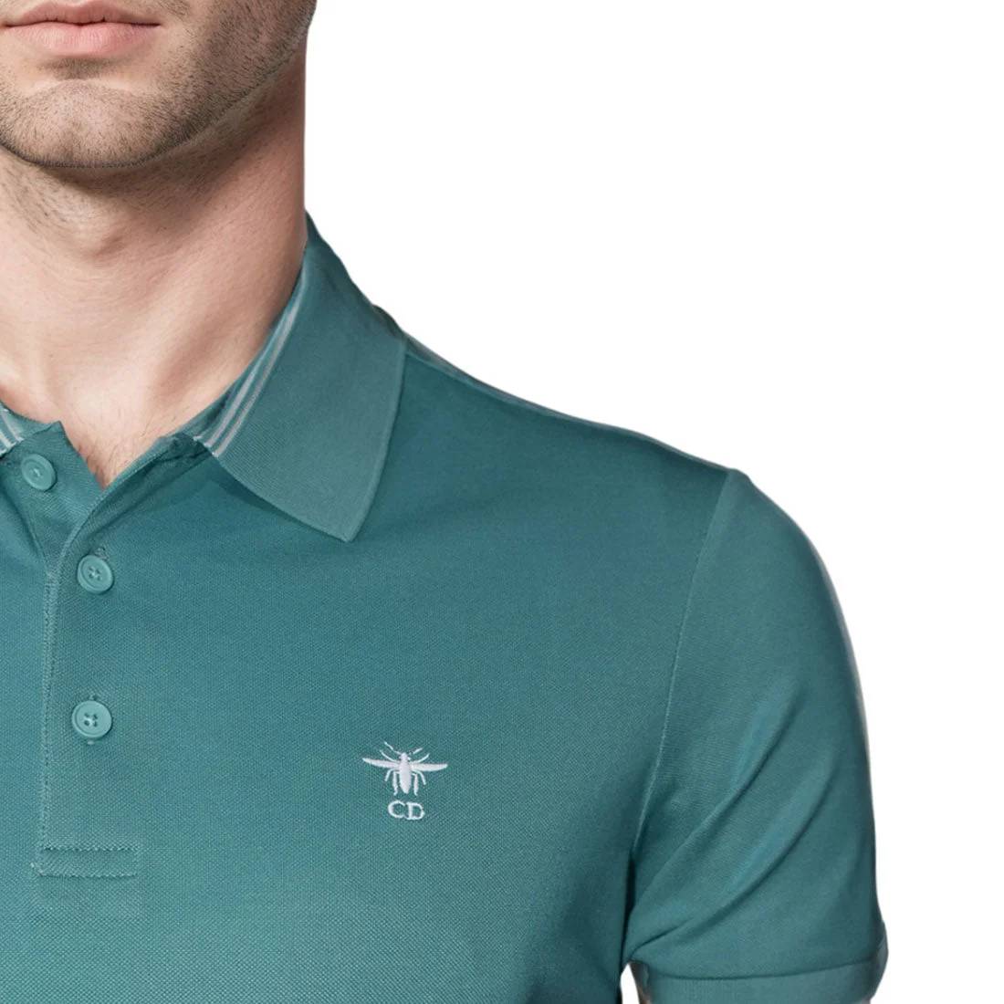 Christian Dior Bee Embroidered Blue Premium Polo T-shirt-4