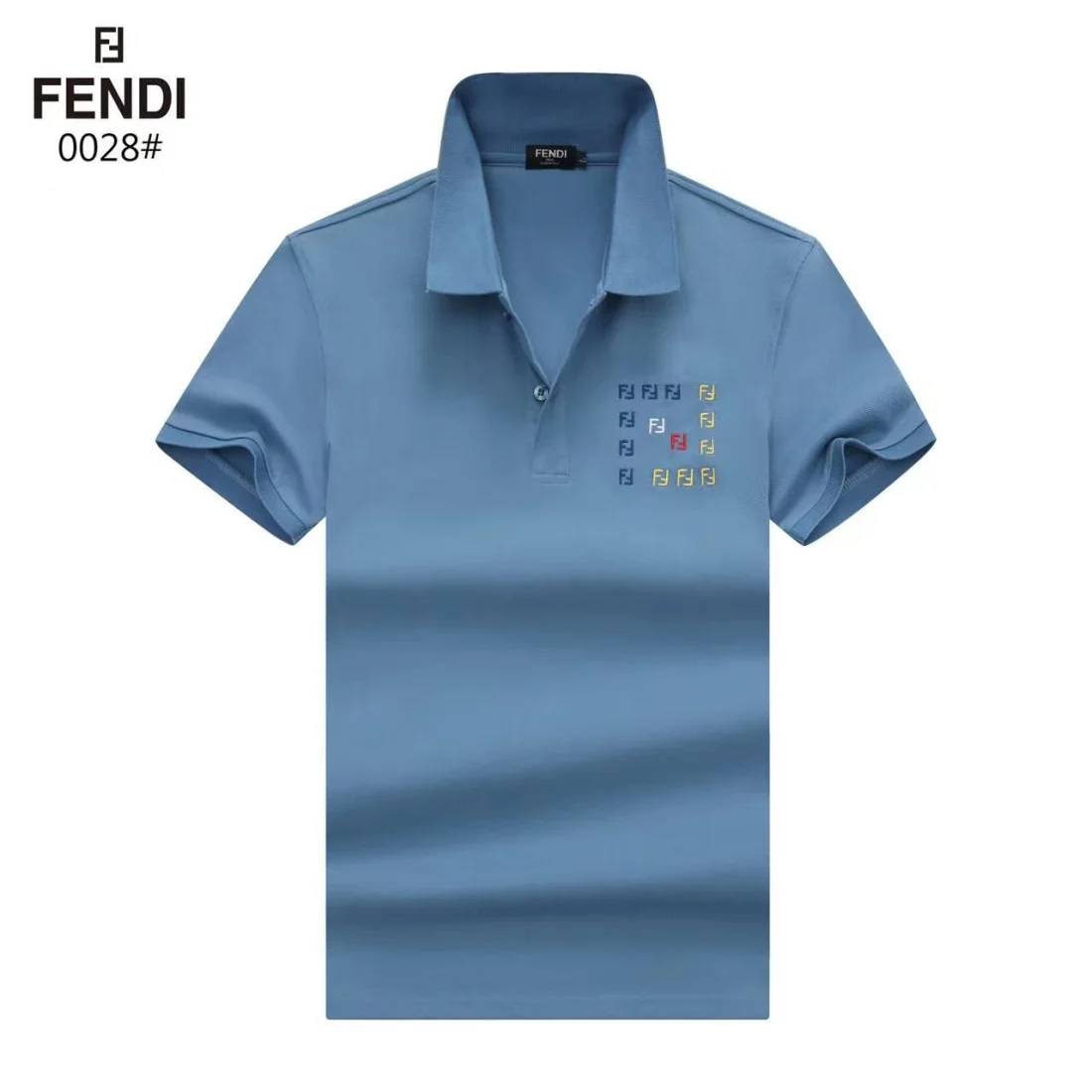 Fendi Embroidered logo Blue Premium Quality T-shirt-6