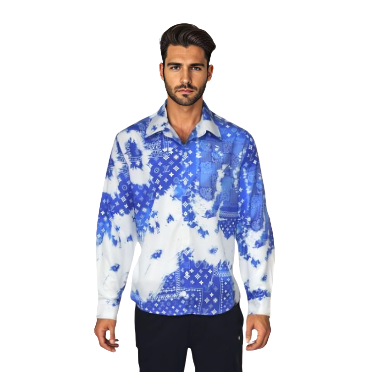 Louis Vuitton Sky Blue Premium Quality Shirt-0