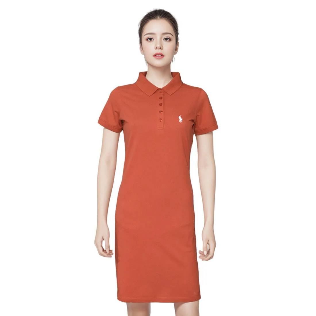 Ralph Lauren Embroidery Logo Orange Premium Dress-1