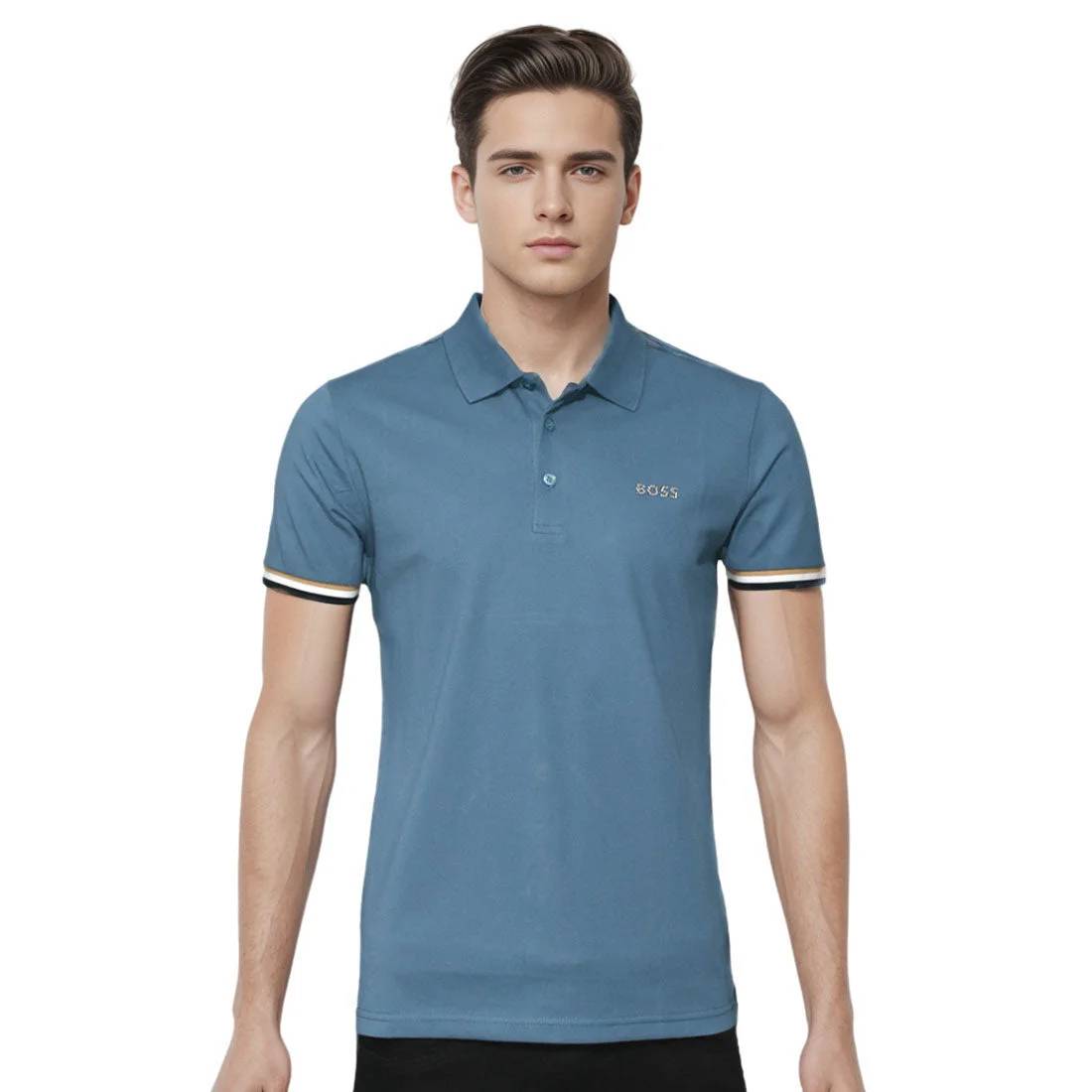 Boss Blue Premium Quality Short Sleeve Polo T-shirt-0