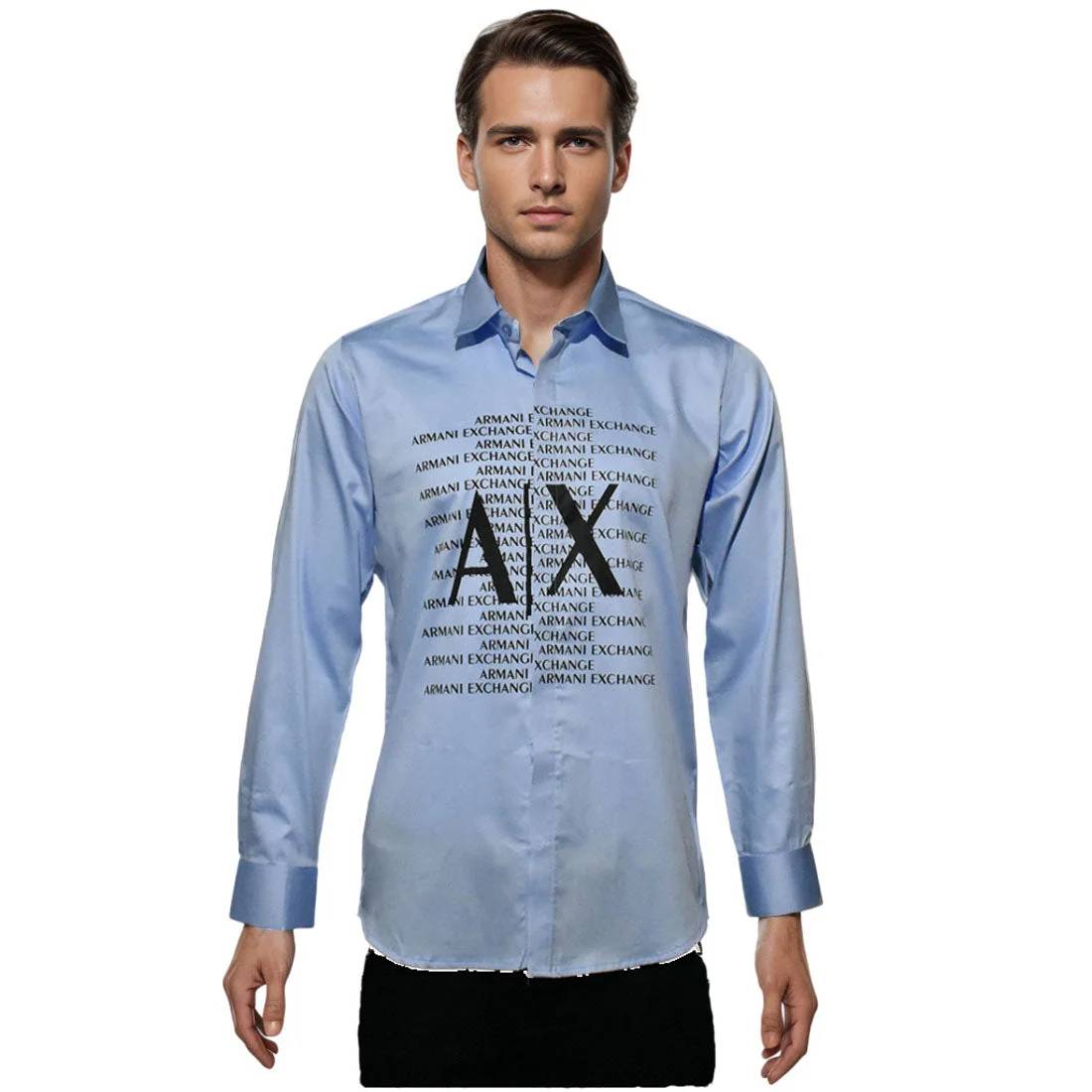 Armani Exchange Sky Blue Premium Quality Full Sleeve Shirt-6