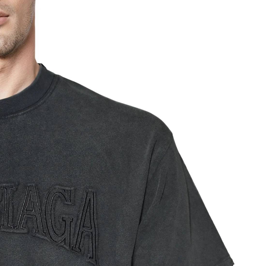 Balenciaga Embossed Print Black Premium T-shirt-4
