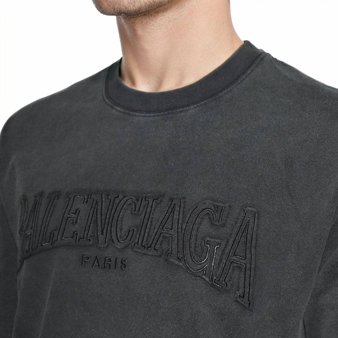 Balenciaga Embossed Print Black Premium T-shirt-2