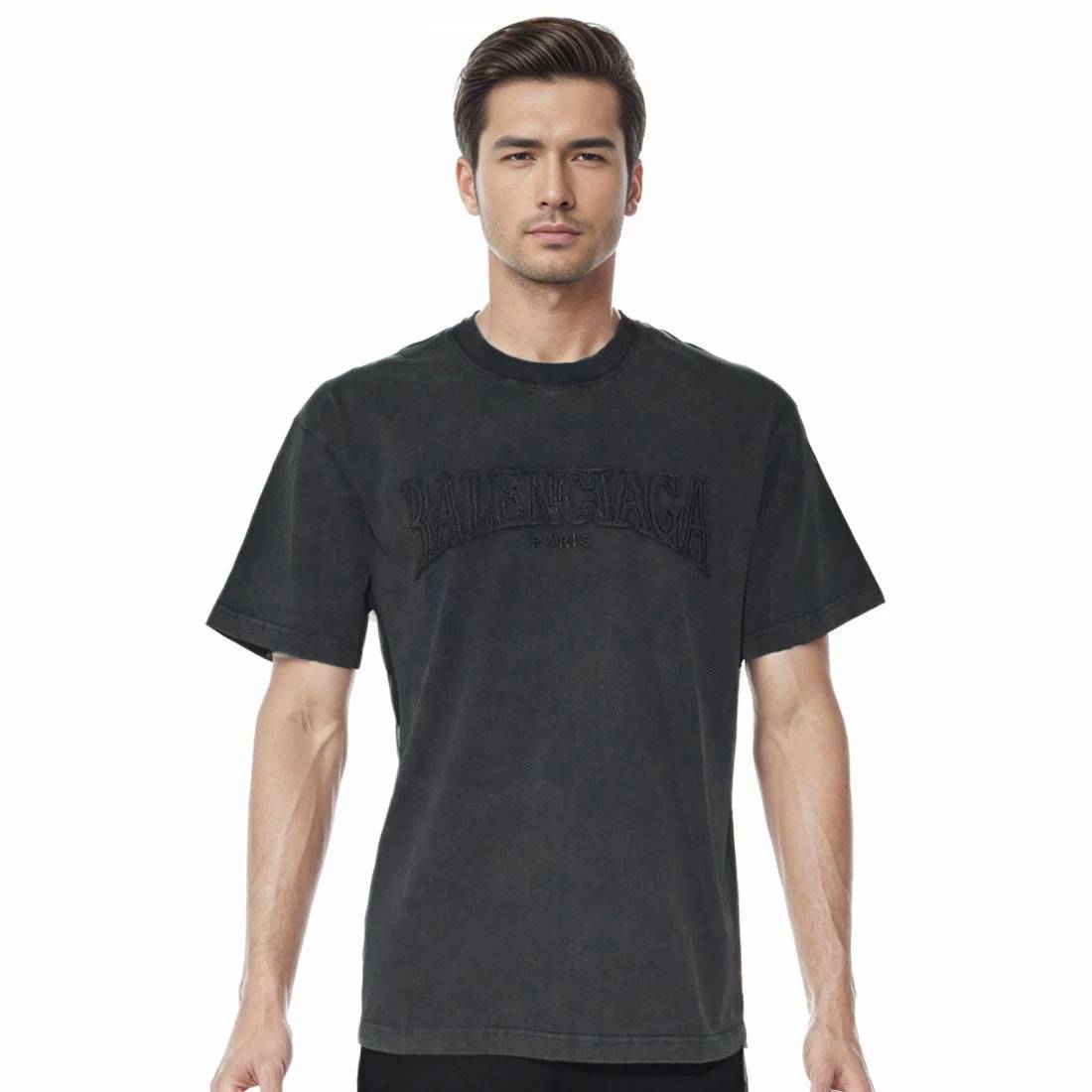 Balenciaga Embossed Print Black Premium T-shirt-0