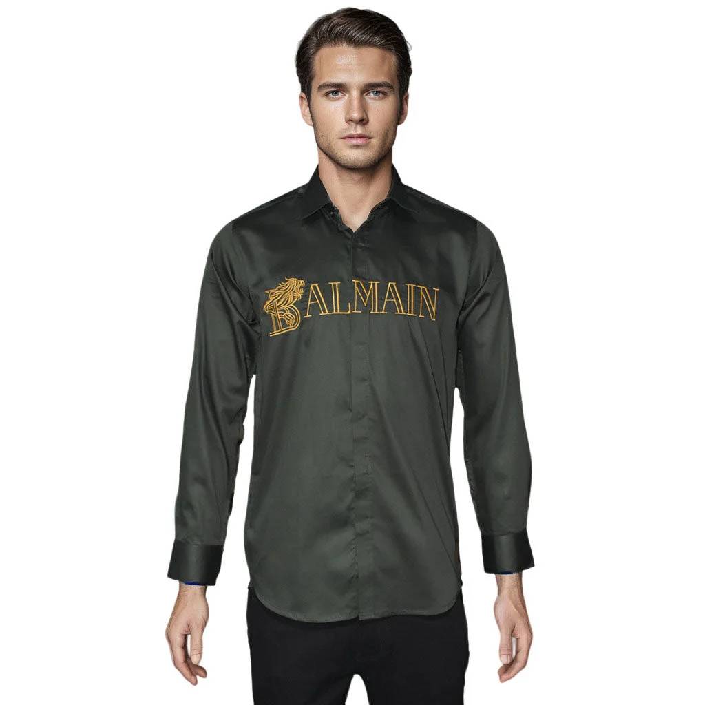 Balmain Green Premium Quality Long Sleeve Shirt-5