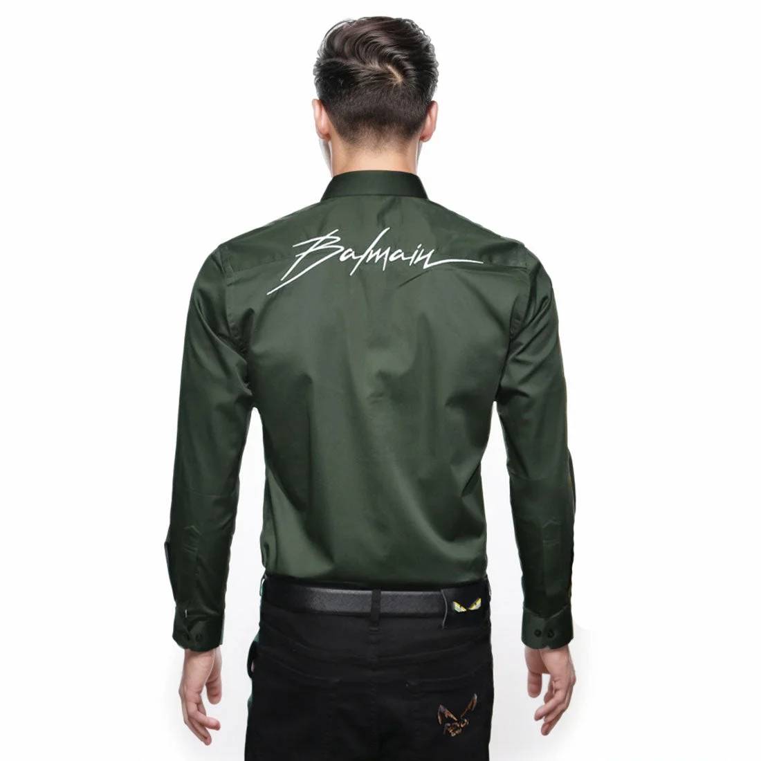 Balmain Green Premium Quality Slim Fit Formal Men's Shirt-1