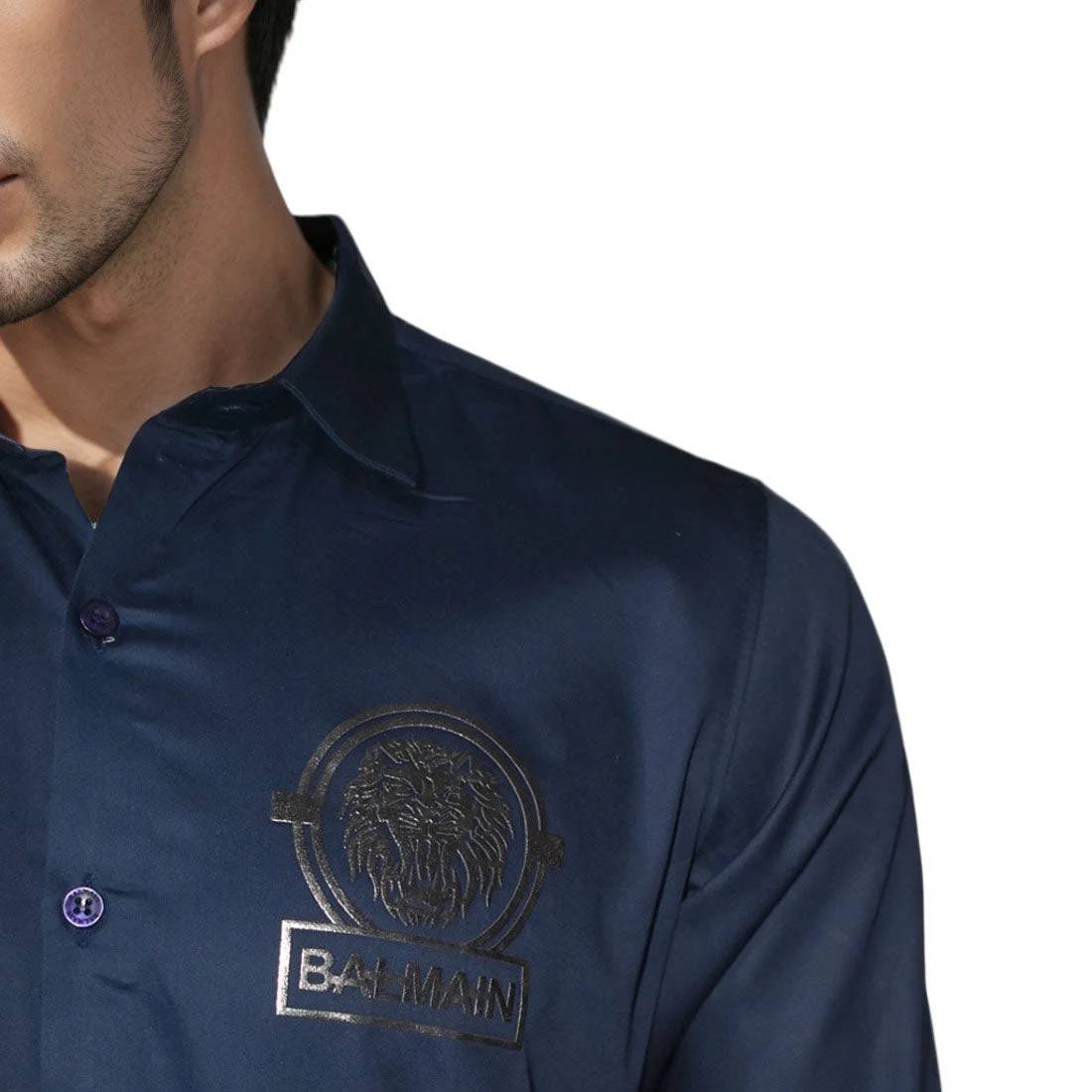 Balmain Paris Navy Blue Premium Quality Shirt-4