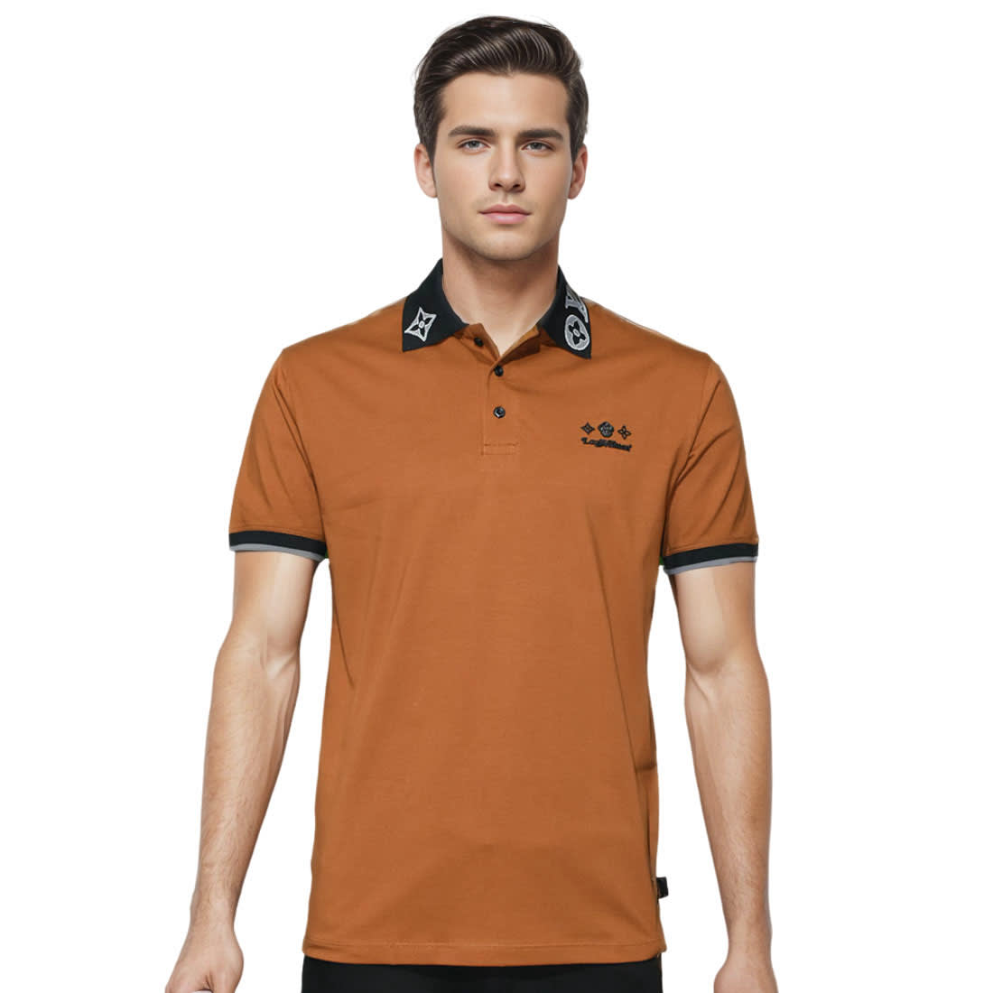 Louis Vuitton Dark Brown Embroidered Logo T-shirt-0