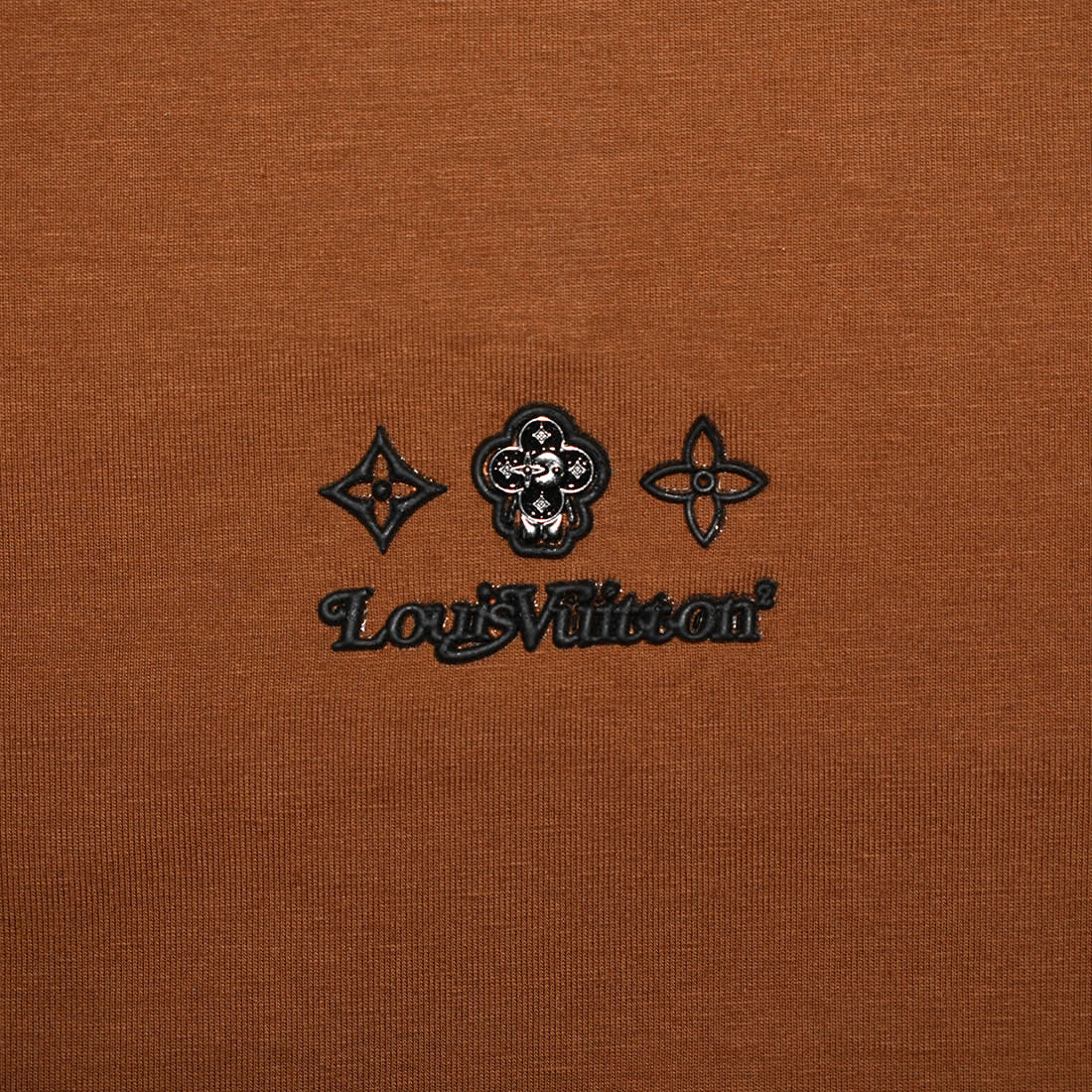 Louis Vuitton Dark Brown Embroidered Logo T-shirt-4