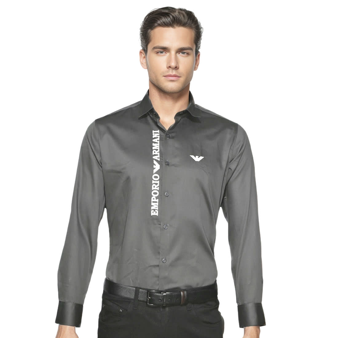 Emporio Armani Grey Premium Logo Print Shirt-0