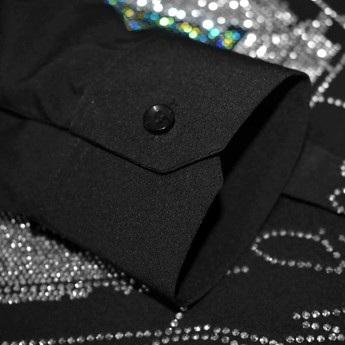 Philipp Plein Black Premium Quality Glitter Stone Print Shirt-4