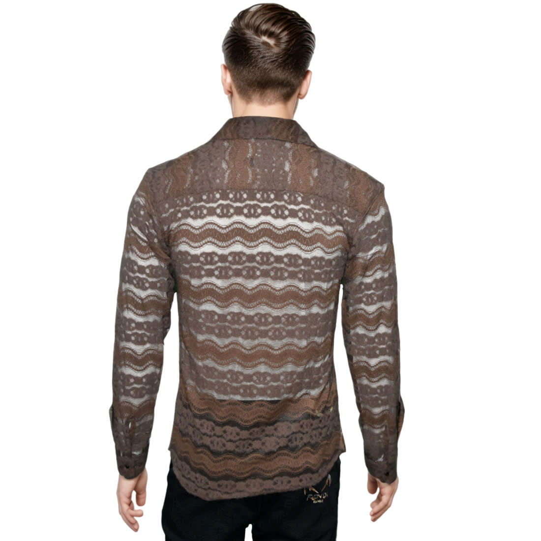 Gucci Brown Premium See-through Men's Shirt-1