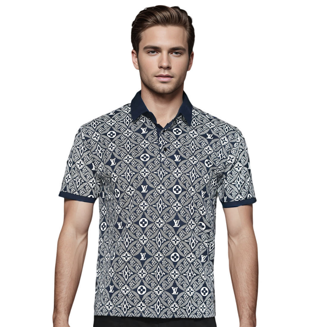 Louis Vuitton Blue Premium Quality T-shirt-0