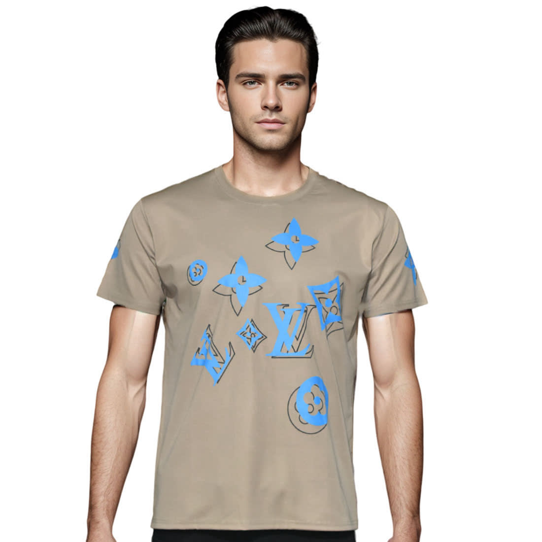 Louis Vuitton Brown Premium Quality T-shirt-0