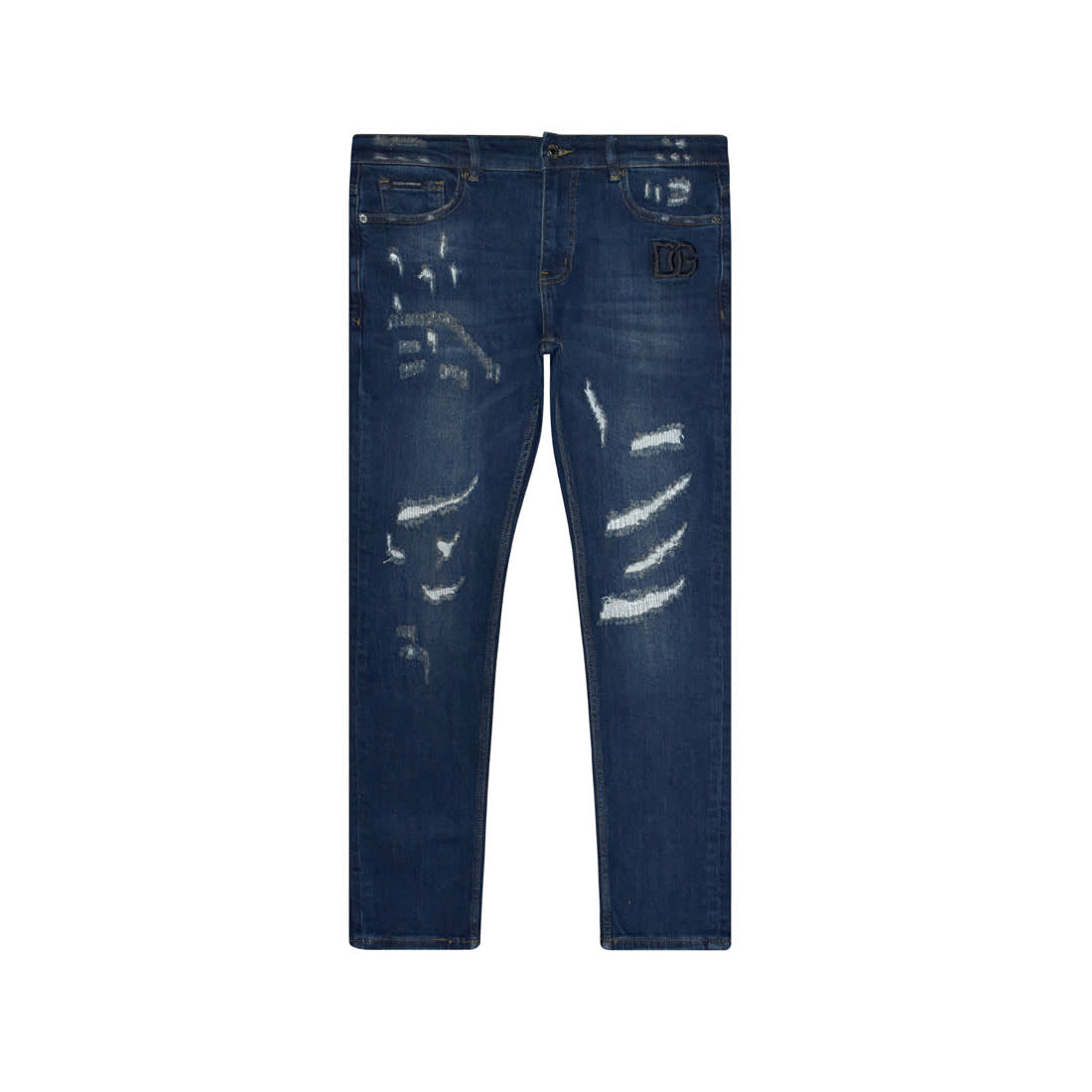 Dolce & Gabbana Dark Blue Ripped Premium Jeans-0