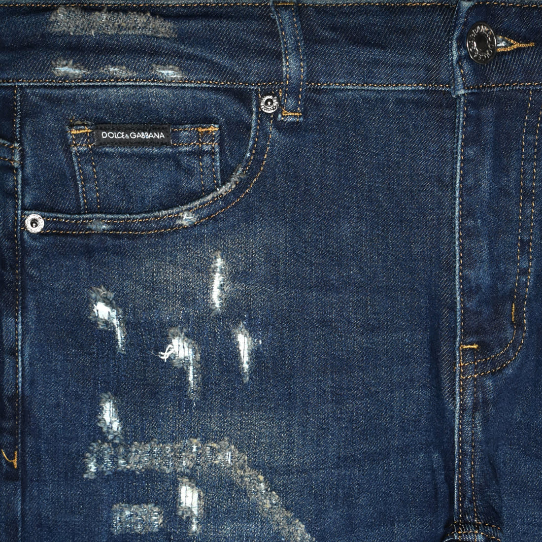 Dolce & Gabbana Dark Blue Ripped Premium Jeans-2