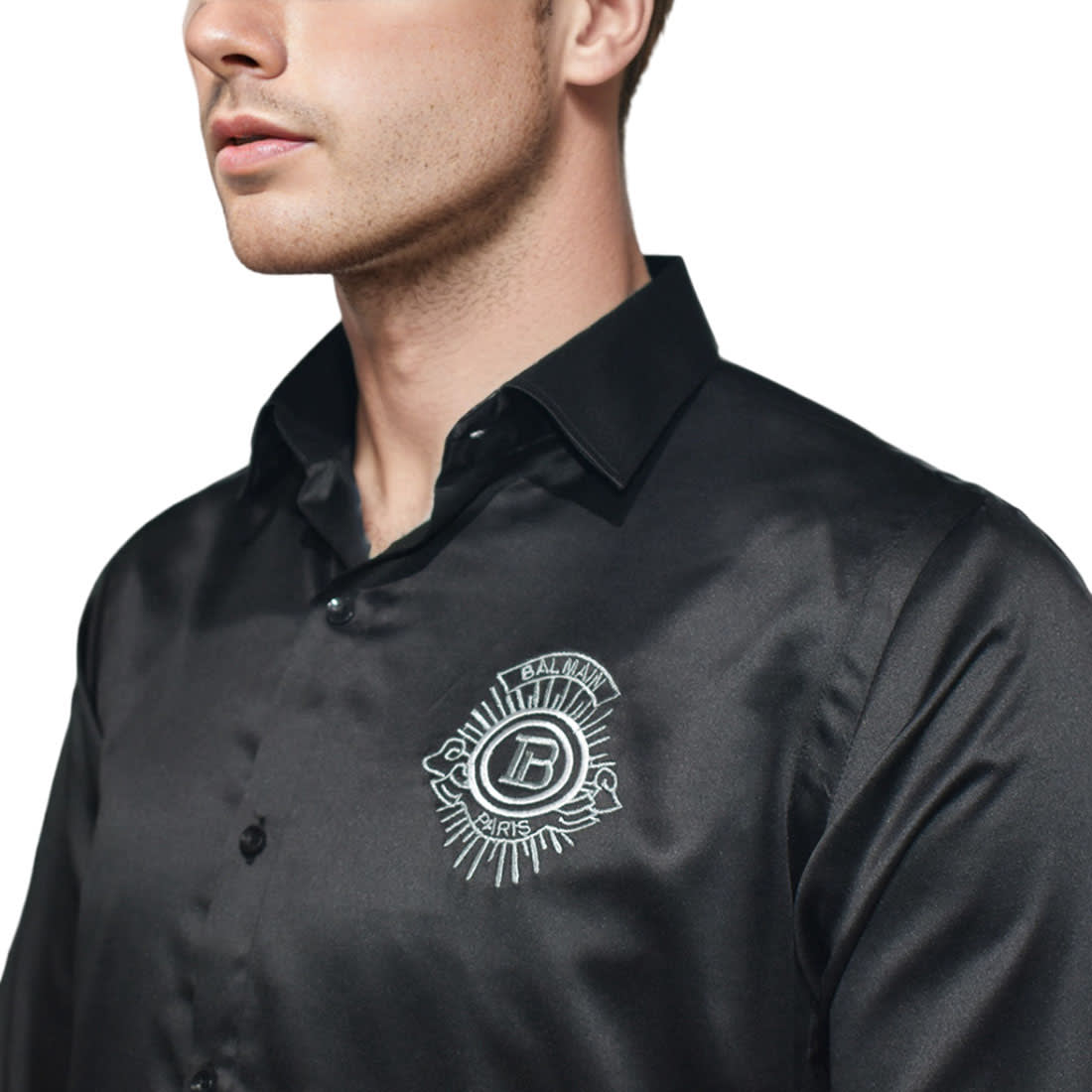 Balmain Embroidered Black Premium Quality Shirt-3