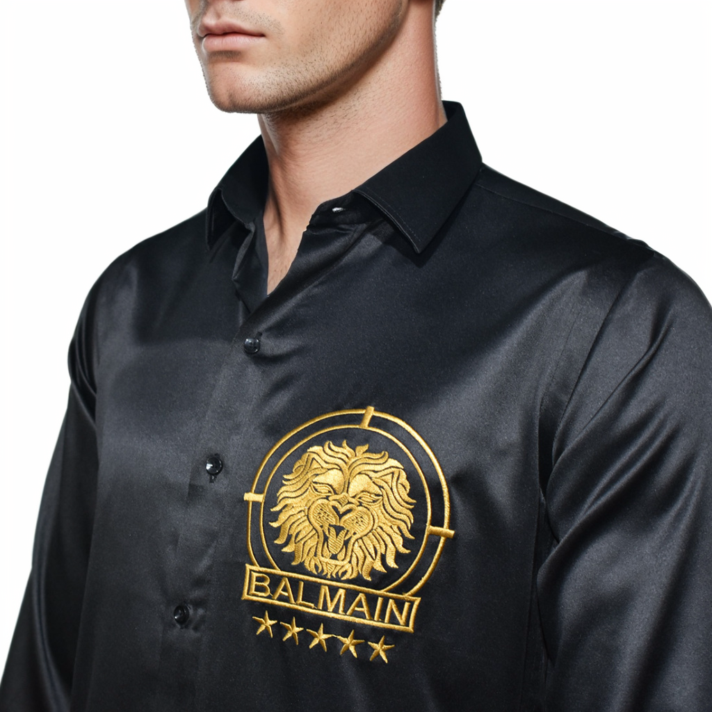 Balmain Tiger Embroidered Black Premium Shirt-2