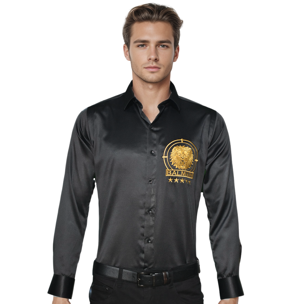 Balmain Tiger Embroidered Black Premium Shirt-0