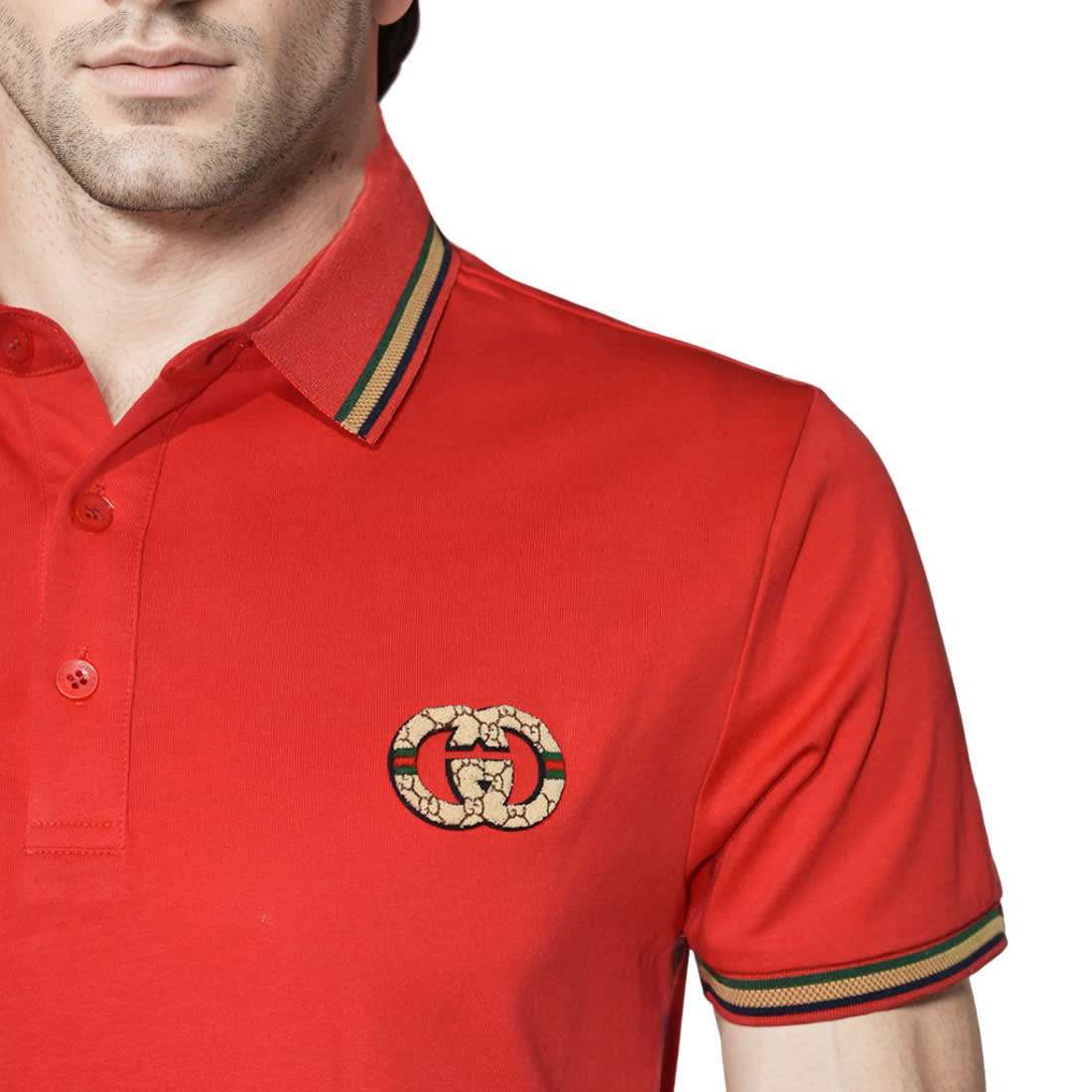 Gucci Embossed Logo Red Premium Quality T-shirt-4