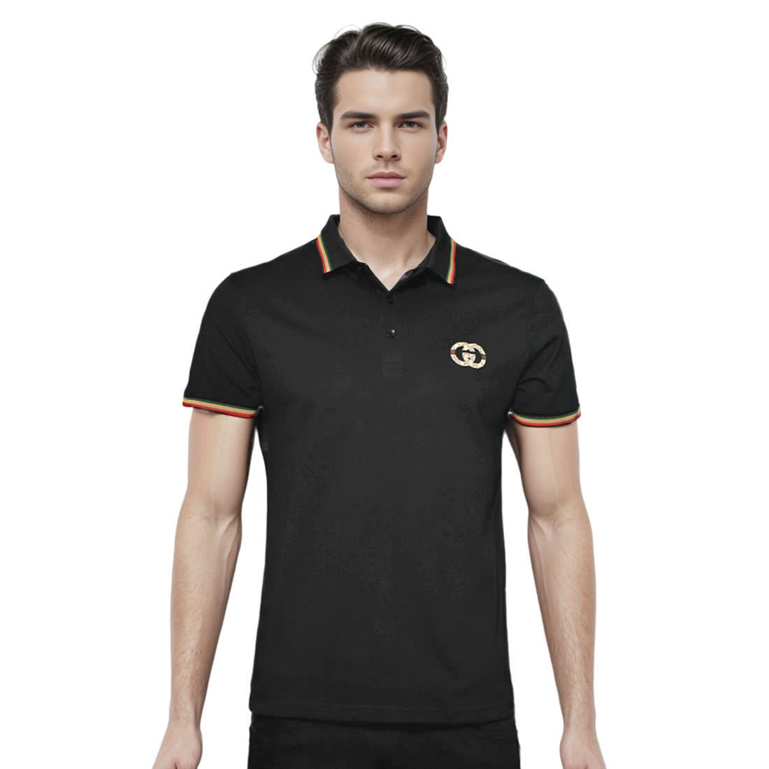 Gucci Embossed Logo Black Premium Quality T-shirt-0