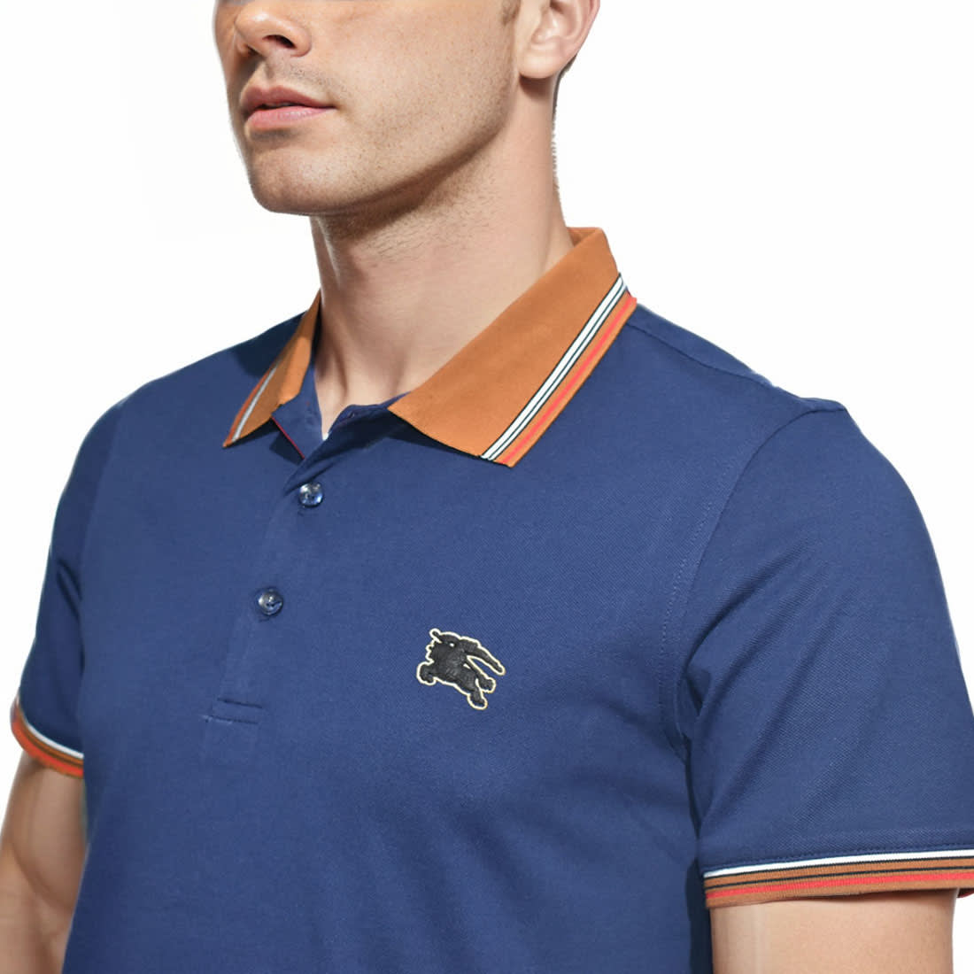 Burberry Embossed Logo Navy Blue Premium T-shirt-2