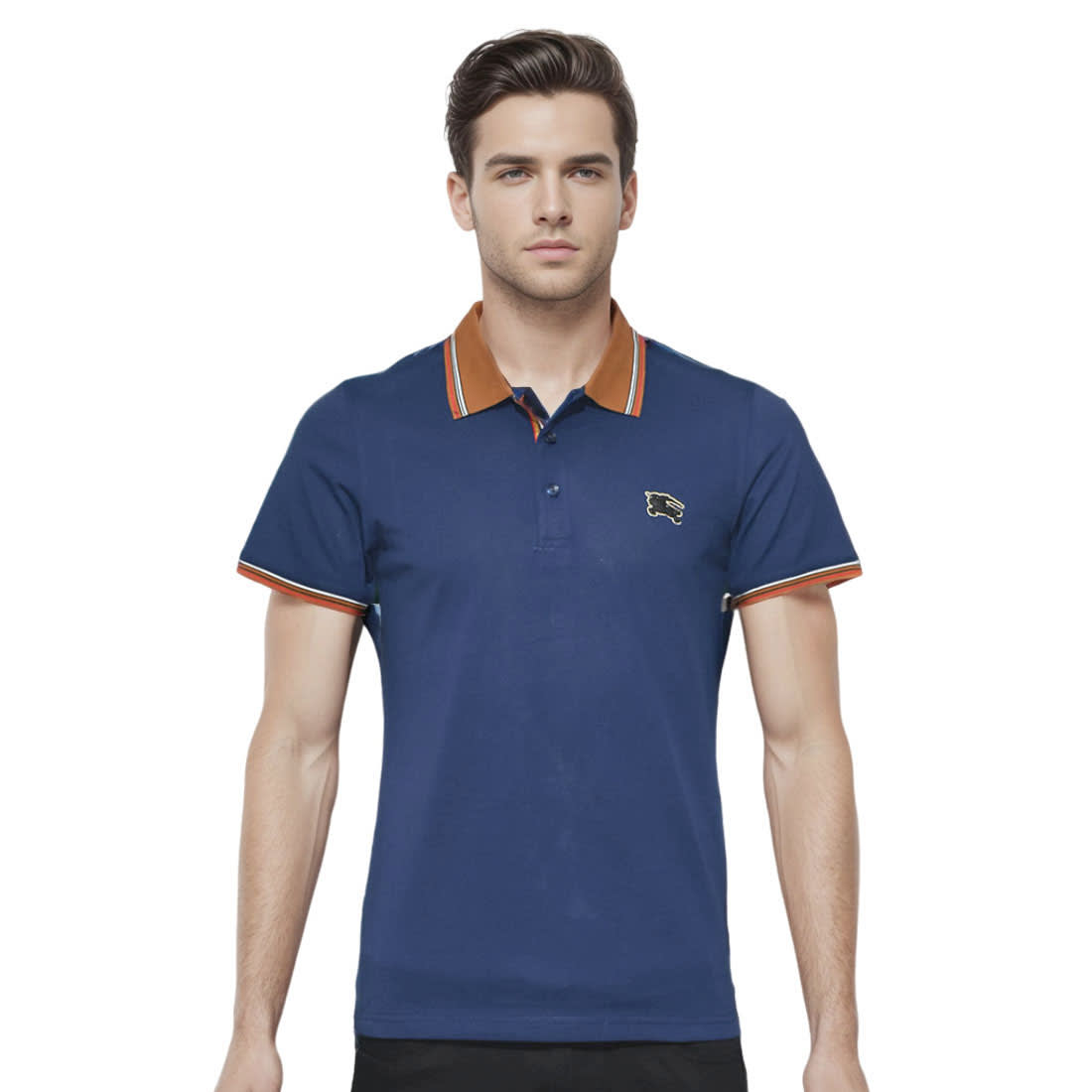 Burberry Embossed Logo Navy Blue Premium T-shirt-0