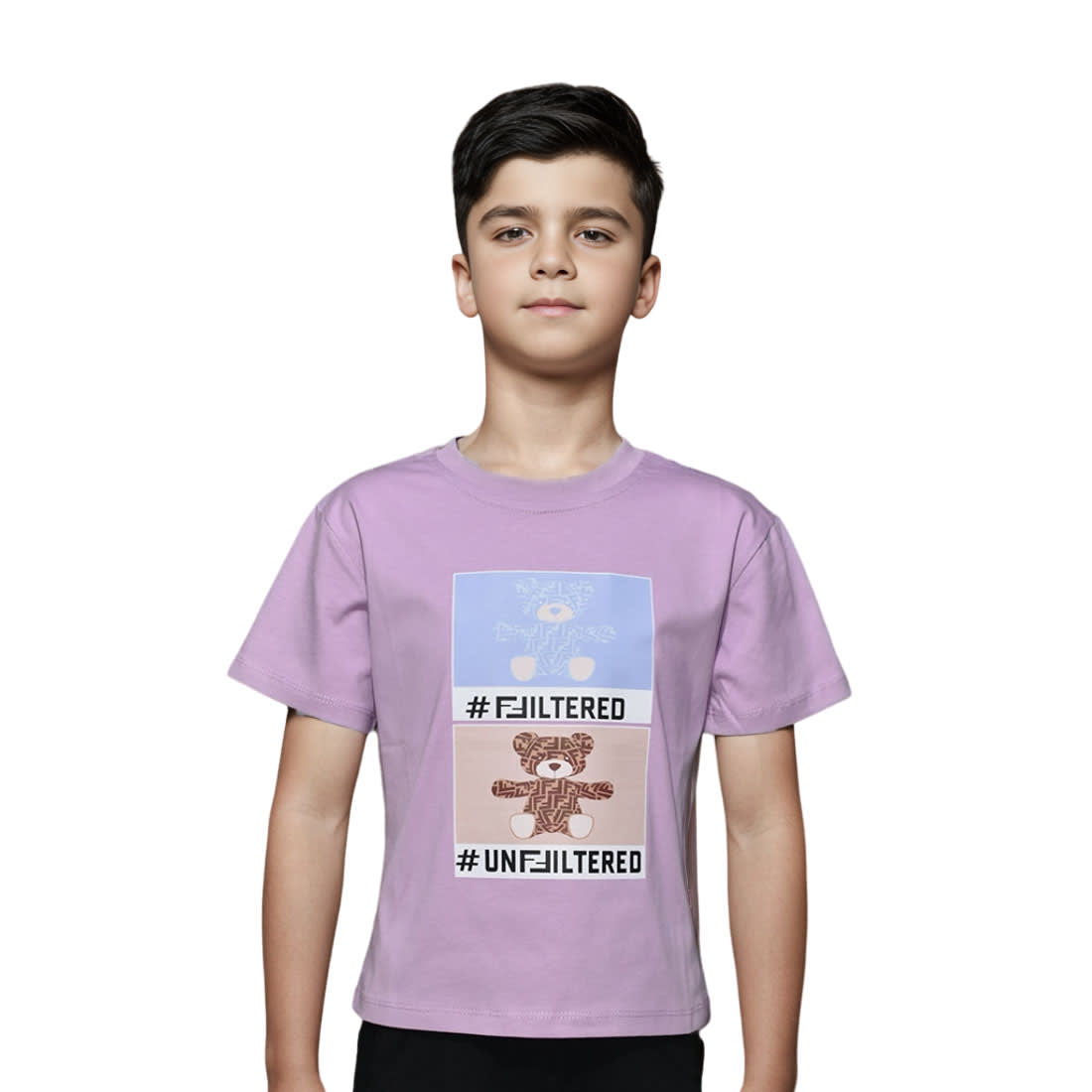 Fendi Teddy Print Purple Kids T-shirt-0
