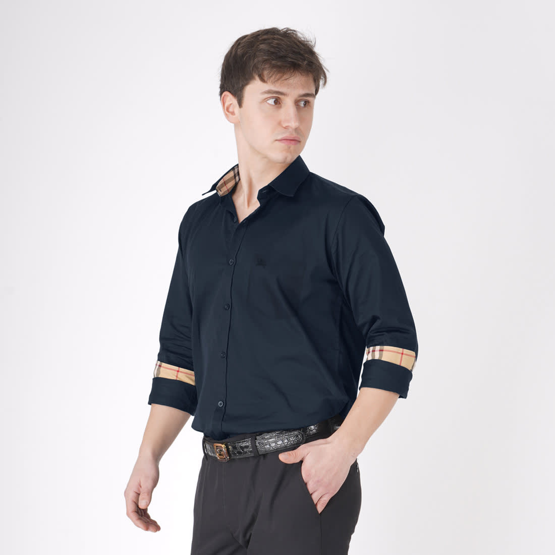 Burberry Navy Blue Premium Quality Shirt-3